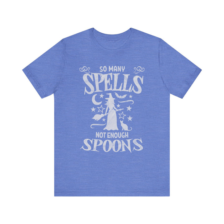 Adult So Many Spells Not Enough Spoons Distressed Tee