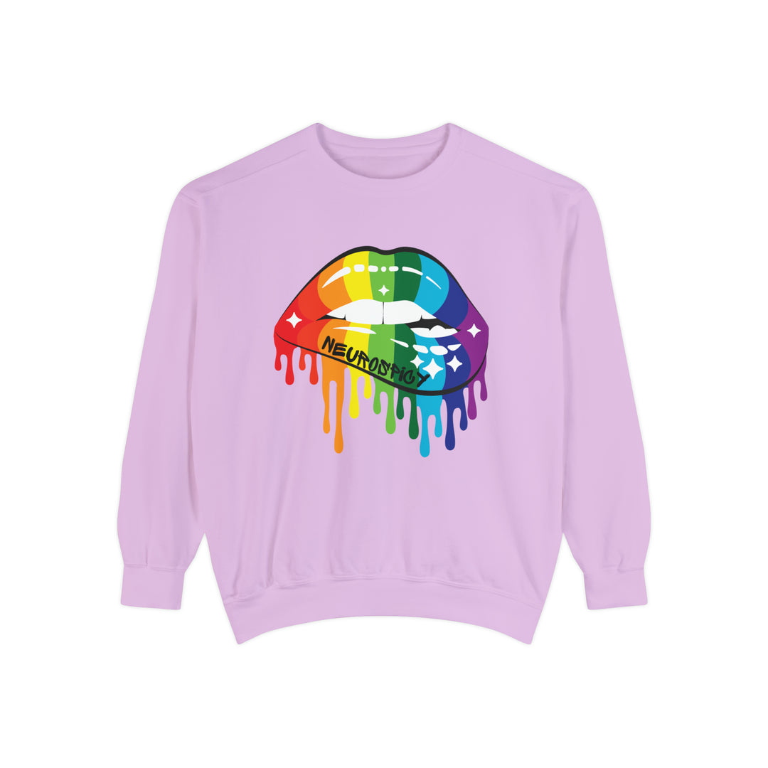 Comfort Colors Neurospicy Rainbow Lips Sweatshirt