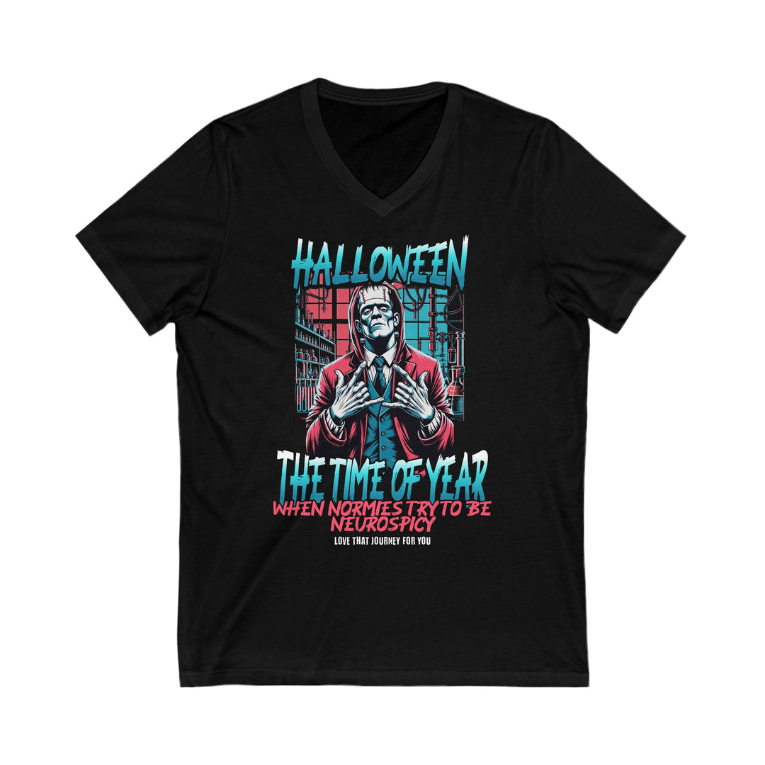 Adult Halloween When Normies Try to be Neurospicy V-Neck Tee