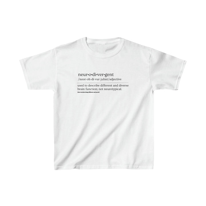 Kids Neurodivergent Definition Black Text Tee