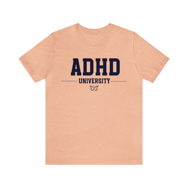 ADHD University Butterfly Symbol Navy Blue Text Tee