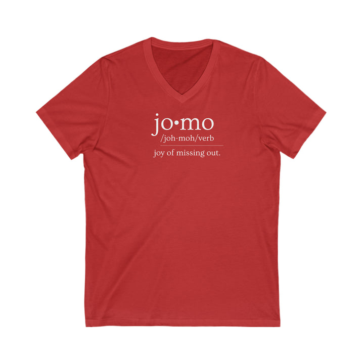 JOMO V-Neck Tee White Text