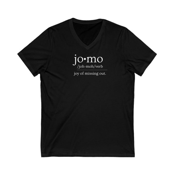 JOMO V-Neck Tee White Text