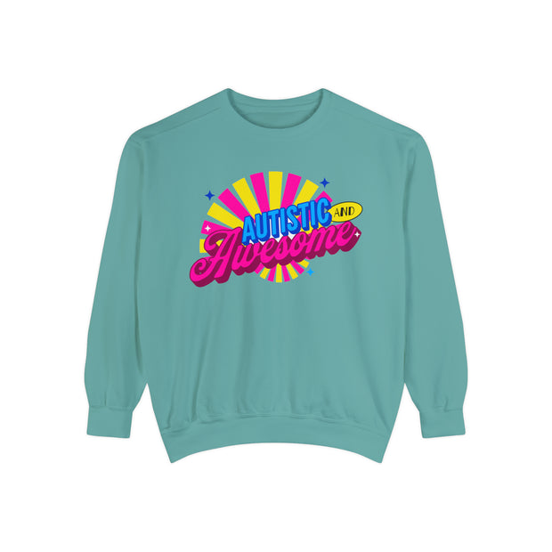 Adult Autistic and Awesome Comfort Colors Sweatshirt