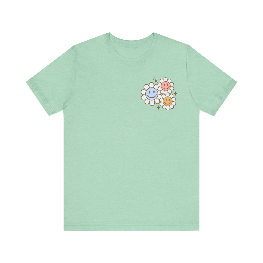 Adult Be Kind to Your Mind Smiling Daisy Front and Back Tee