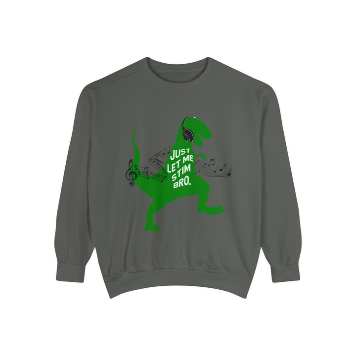 Comfort Colors T-Rex Let Me Stim Bro Sweathshirt Black Music Notes