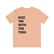 Adult Rizz Em With the Tism Black Text Tee