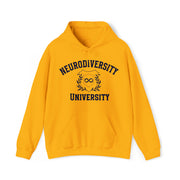 Neurodiversity University Infinity Symbol Navy Blue Text Hoodie