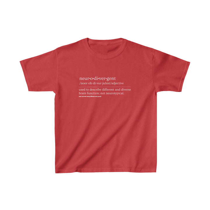 Kids Neurodivergent Definition White Text Tee