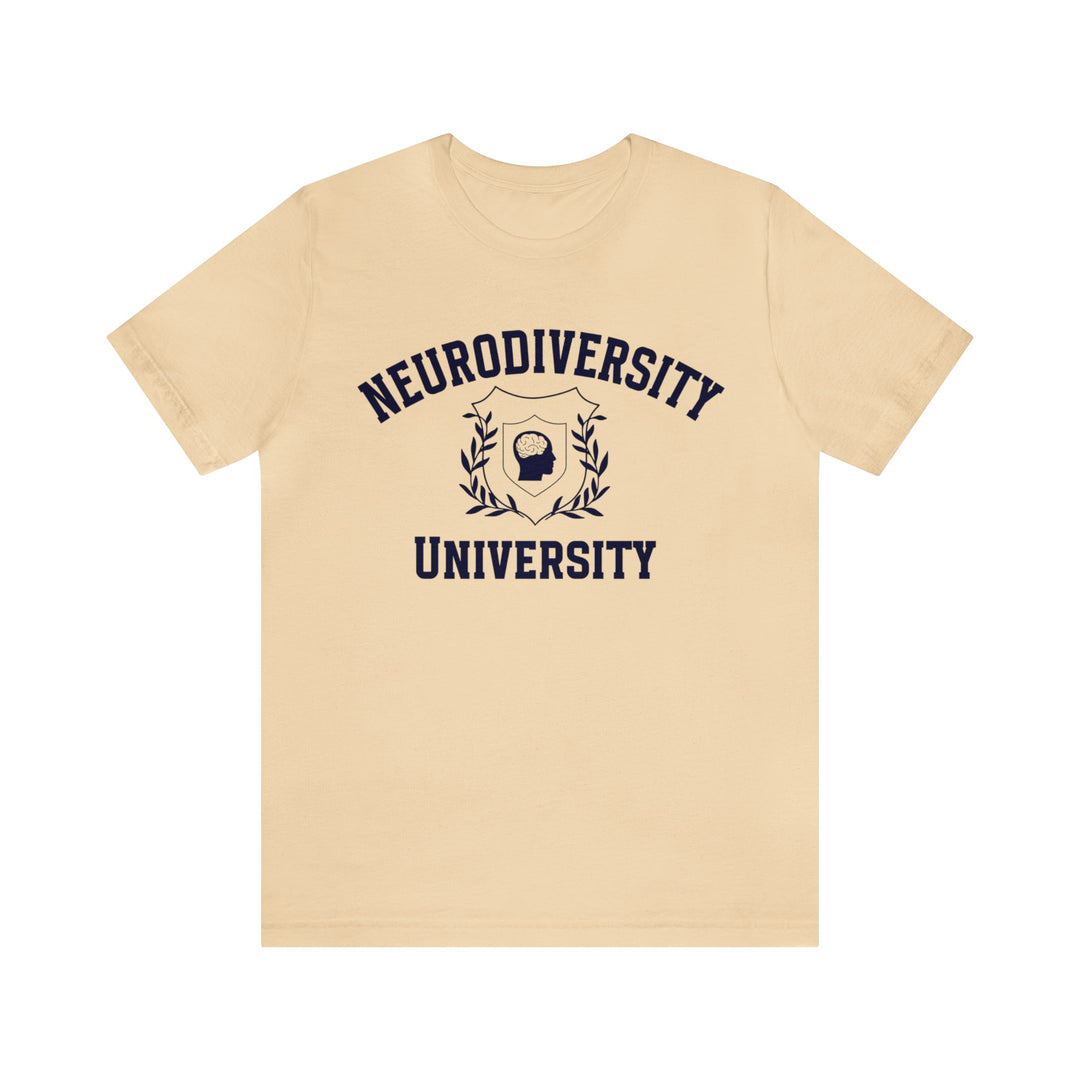 Adult Neurodiversity University Beautiful Mind Navy Blue Text Tee