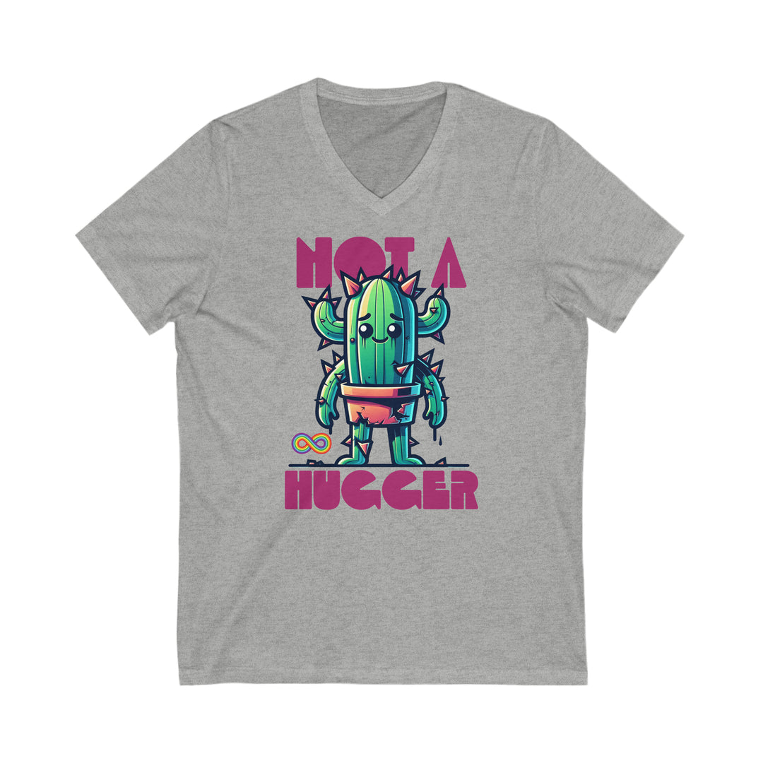 Adult Not a Hugger Cactus V-Neck Tee