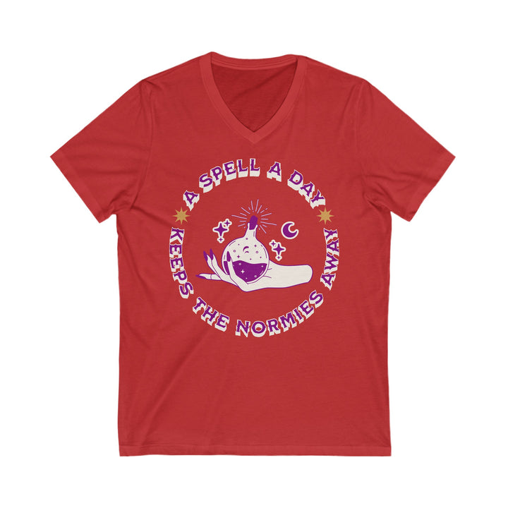 Adult A Spell A Day Keeps The Normies Away V-Neck Tee