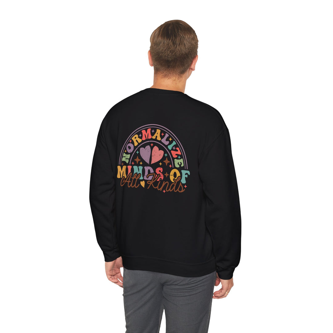 Adult Normalize  Minds of all Kinds Rainbow Front and Back Sweatshirt