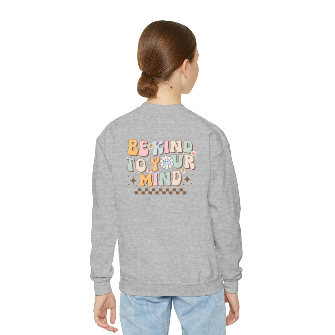 Kids Be Kind to Your Mind Smiling Daisy Front and Back Sweatshirt