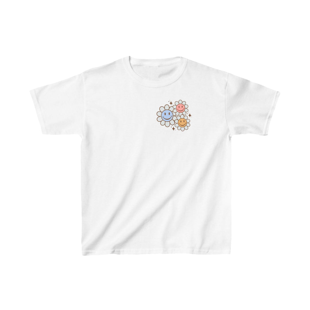 Kids Be Kind to Your Mind Smiling Daisy Front and Back Tee