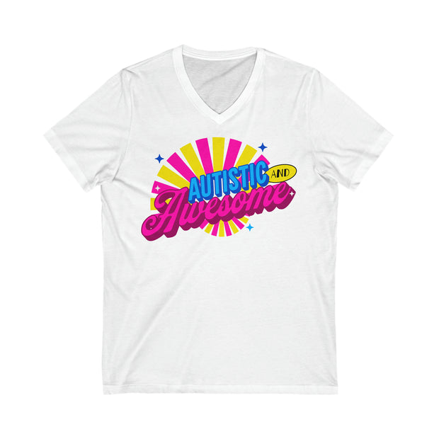 Adult Autistic and Awesome V-Neck Tee