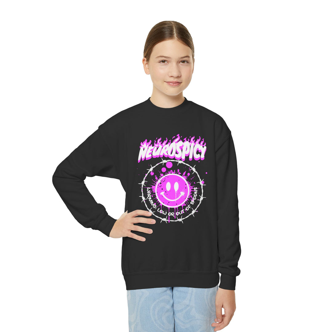 Kids NeuroSpicy Barbed Wire and Smiley Face Sweatshirt