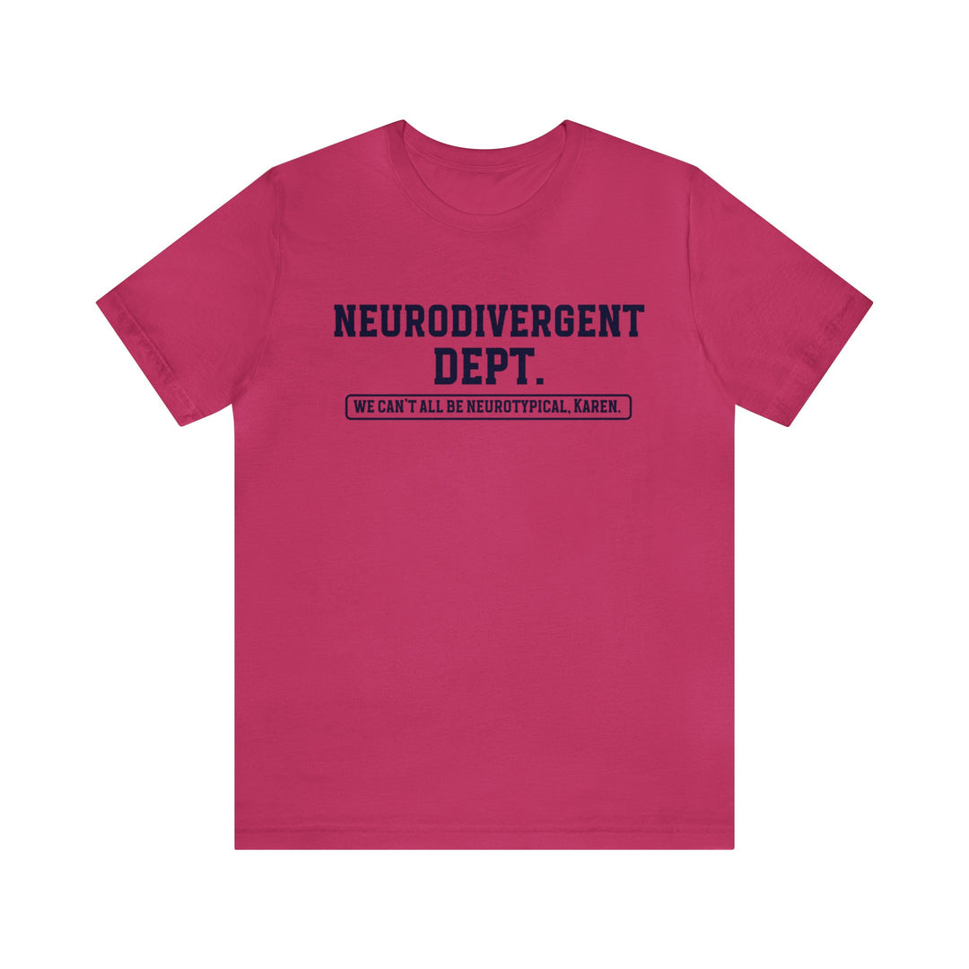 Neurodivergent Dept. Tee Navy Blue Text