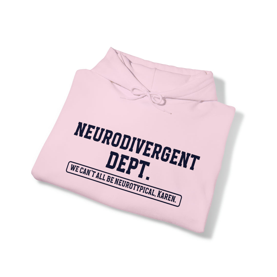 Neurodivergent Dept. Navy Blue Text Hoodie