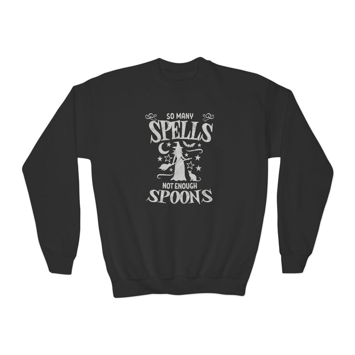 Kids So Many Spells Not Enough Spoons Distressed Sweatshirt