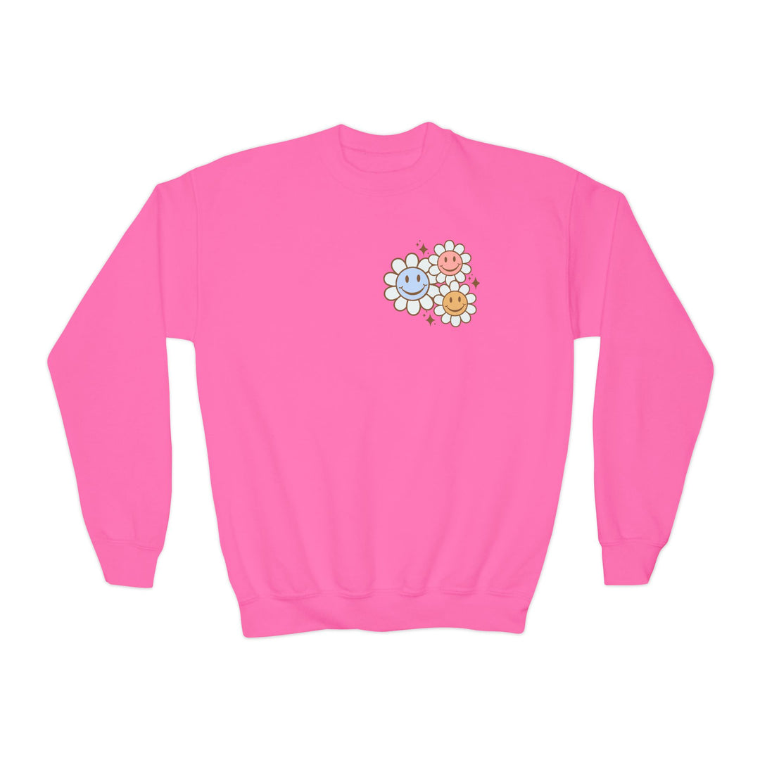 Kids Be Kind to Your Mind Smiling Daisy Front and Back Sweatshirt