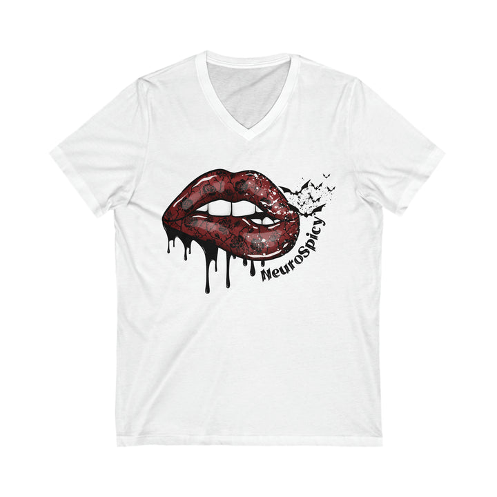 Lips and Bats Neurospicy V-Neck Tee