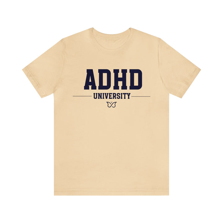 Adult ADHD University Butterfly Symbol Navy Blue Text Tee