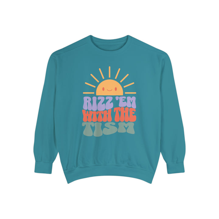 Adult Sunny Rizz 'Em With The Tism Comfort Colors Sweatshirt