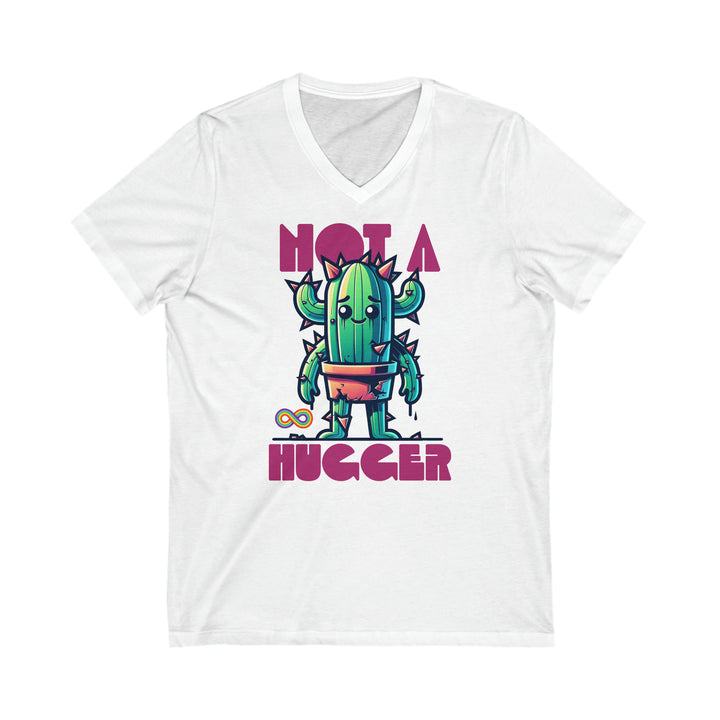 Adult Not a Hugger Cactus V-Neck Tee