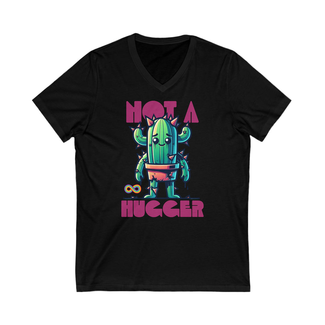 Adult Not a Hugger Cactus V-Neck Tee