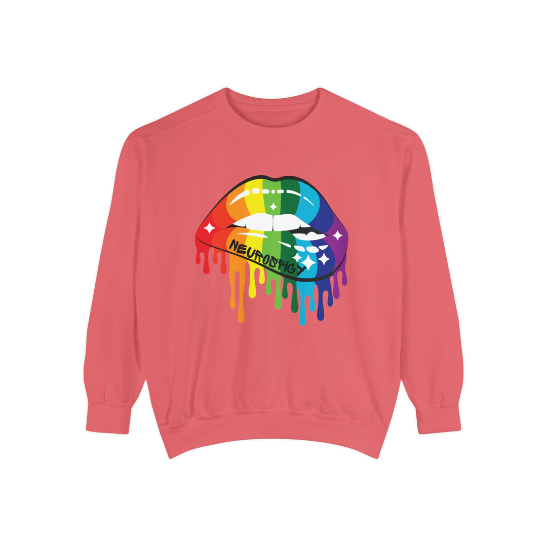 Comfort Colors Neurospicy Rainbow Lips Sweatshirt