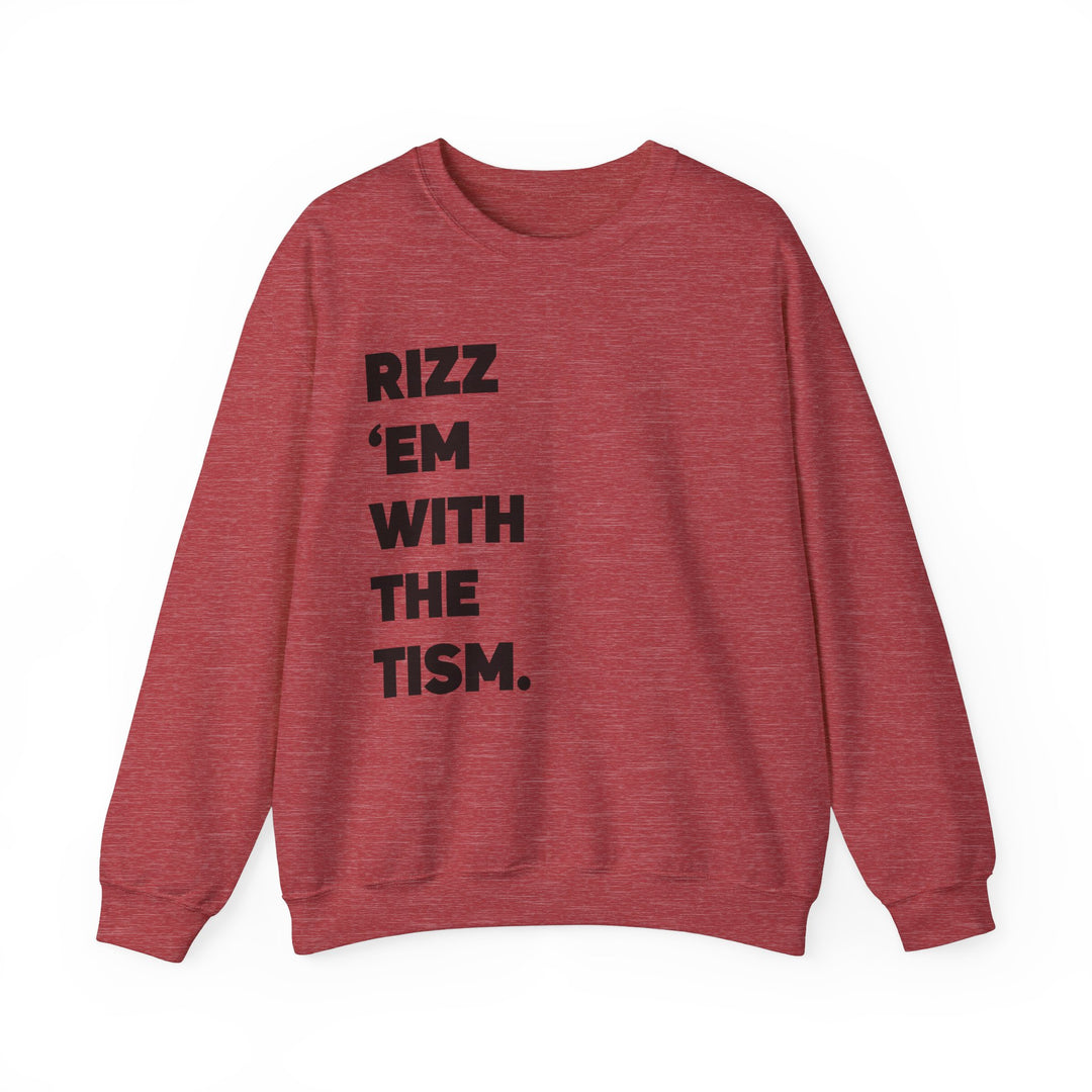 Adult Rizz Em With the Tism Black Text Sweatshirt