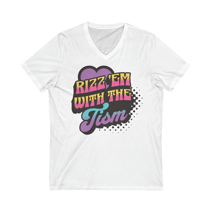 Adult Rizz Em With The Tism Purple Heart V-Neck Tee