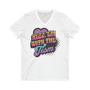 Rizz Em With The Tism Purple Heart Adult V-Neck Tee