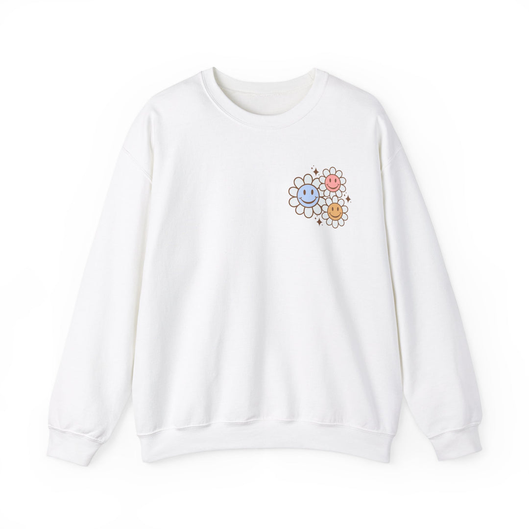 Adult Be Kind to Your Mind Smiling Daisy Front and Back Sweatshirt